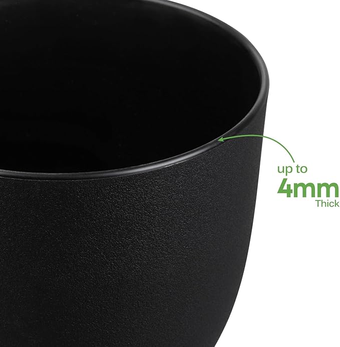 Plant Pots 8 Inch Set of 4, Flower Pots with Multi Mesh Drainage Holes, Planters for Indoor Outdoor Garden Plants and Flowers (Black)