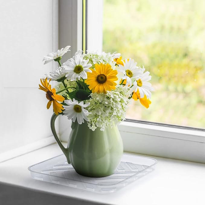 Idyllize 5 Pack 11 Inch of Plastic Plant Saucer, Square Clear Drip Trays for Indoors & Outdoor Plants, Durable Thick Saucer for Flower Pot (11")