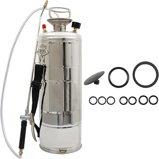 HOSTIC 3 Gallon Stainless Steel Sprayer Hand Pump Sprayer with Pressure Gauge Safety Valve Adjustable Nozzle for Gardening Lawn and Cleaning