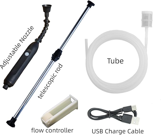 Portable Electric Water Sprayer for Indoor Plant Watering Succulent Plants Hanging Plants Small Pots Waterer, Long Spout Watering Can for Slow Watering Small Cactus Houseplants with 16ft Silicon Tube