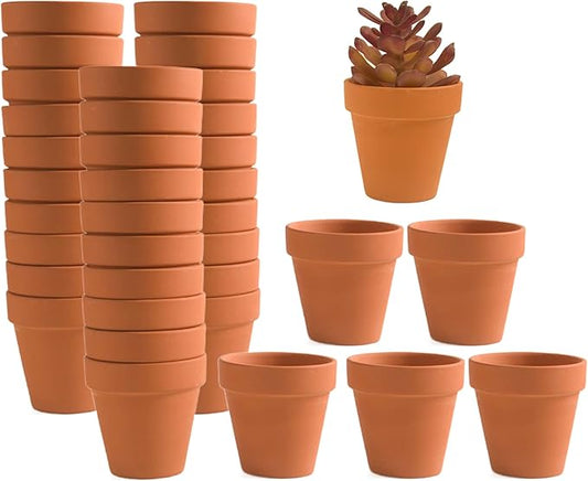 Fcacti 36 PCS Small Mini Clay Pots with Drainage Holes for Plants,2.5inch Terra Cotta Pot Clay Ceramic Pottery Planter,Succulent Nursery Pot/Cactus Plant Pot,for Indoor/Outdoor Plants,Crafts