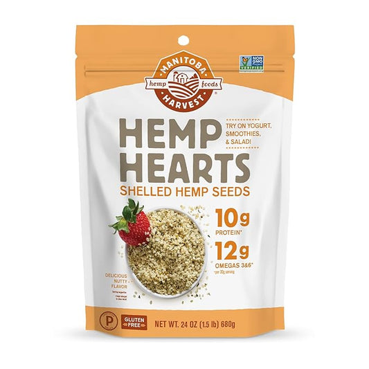 Manitoba Harvest Hemp Seeds, 24 oz; 10g Plant Based Protein and 12g Omega 3 & 6 per Serving, Perfect for smoothies, yogurt & salad, Non-GMO, Vegan, Keto, Paleo, Gluten Free