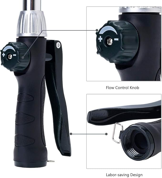 GREEN MOUNT Watering Wand 16-Inch, Heavy Duty Garden Wand with 8 Spray Patterns | Ergonomic & Lightweight for Easy Watering | Ideal for Hanging Baskets, Potted Plants, Window Boxes，Blackish Green