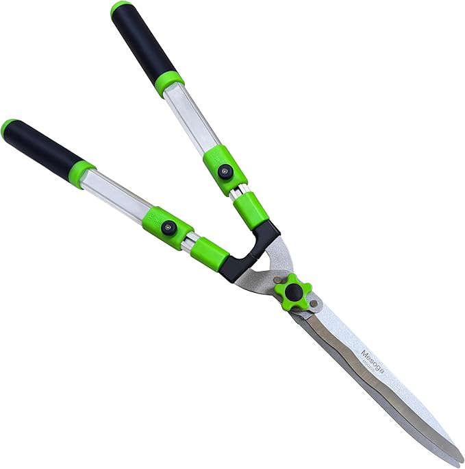 Garden Hedge Shears for Trimming Borders, Extendable Handle Clippers & Shears, Pruning Trimmers with Wavy Blade, Professional Bush Cutter, Gardening Pruners Scissors