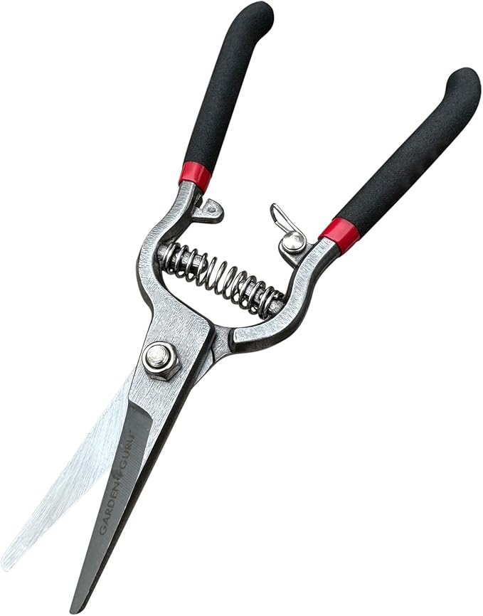 GARDEN GURU Classic Bypass Pruning Shears Clippers – Heavy Duty Forged Steel Garden Pruners – Safety Lock – Non Slip Comfort Grips – Cuts up to 1” Diameter – Professional Bypass Pruners (4 Pack)