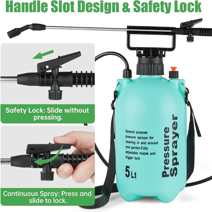 BTPLASTIK 1.32 Gallon Garden Pump Sprayer, 5L Pump Pressure Sprayer Bottle with Adjustable Nozzle, Pressurized Water Spray in Lawn and Garden, Water Sprayer for Plants, Spraying Plants, Weed Sprayer