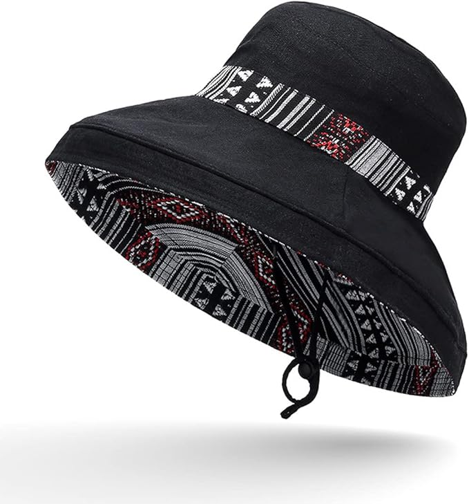 Women Wide Brim Sun Hats Metal Wired Edge Summer UV Protection Beach Fishing Hat for Hiking Garden Travel Chin Strap