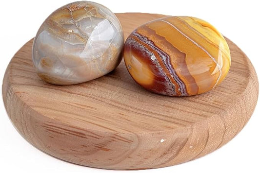 Polished Crazy Lace Agate Crystal Stones - 2 Pcs of 1.2" Worry Stone for Anxiety, Pocket Palm Stone Super Large Handpicked Natural Tumbled Gemstones for Meditation, Reiki, Chakra Healing, Home Decor