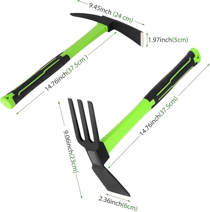 2pcs Pick Axes for Digging and No Installation Required Garden Hoe and Cultivator Hand Rake Garden Tool Durable and Comfortable Handle Mattock Weeding Hoe
