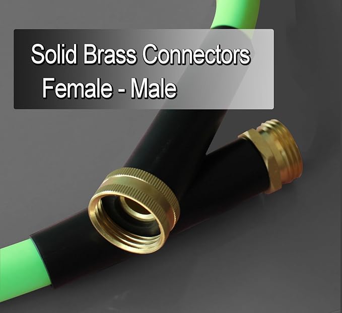 Atlantic Heavy Duty Garden Hose 12 ft x 5/8 Inch Green Color, Short Connection Leader Hose with Male-Female Connectors (12 Feet)