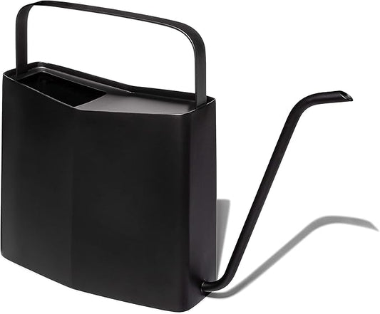 Modern Sprout Brass Finish Plant Watering Can - Long Spout Stainless Steel Vessel for Outdoor & Indoor Plants - Rust Resistant 3L Capacity - Garden Accessory for Houseplants & Decorative Use (Black)