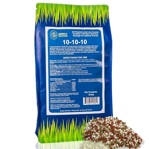 10-10-10 Complete Lawn & Garden Granular Fertilizer with Micronutrients – Balanced NPK Plant Food for Soil Health, Blooms & Roots – Safe for Vegetables, Fruits, Lawns (10 Pounds)