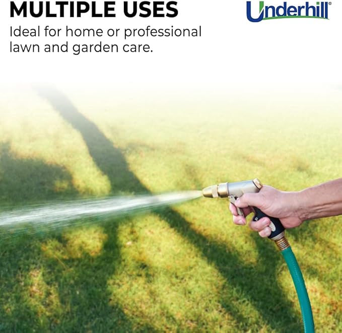 Underhill Prospray Gold Series Garden Water Hose Gun Nozzle Sprayer Head, 3/4-Inch Thread Inlet, Jet Attachment, Heavy-Duty Metal, Adjustable, NG200-P
