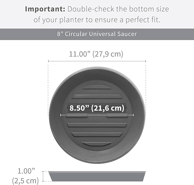 Crescent Garden Universal Round Planter Saucer, Durable Drainage Dish for Plant Pots, Heavy-Duty Plant Dishes Saucer, Indoor & Outdoor Plant Trays - Rust (8.5 inch Inner, 11 inch Outer Diameter)