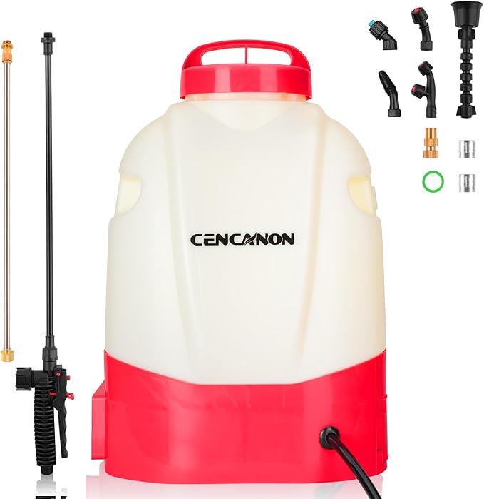 4Gallon Battery Powered Backpack Sprayer Electric Garden Pump Sprayer W/Time Long-Life Battery and Spray Telescope Wand and Multiple Nozzles for Spraying Cleaning.。