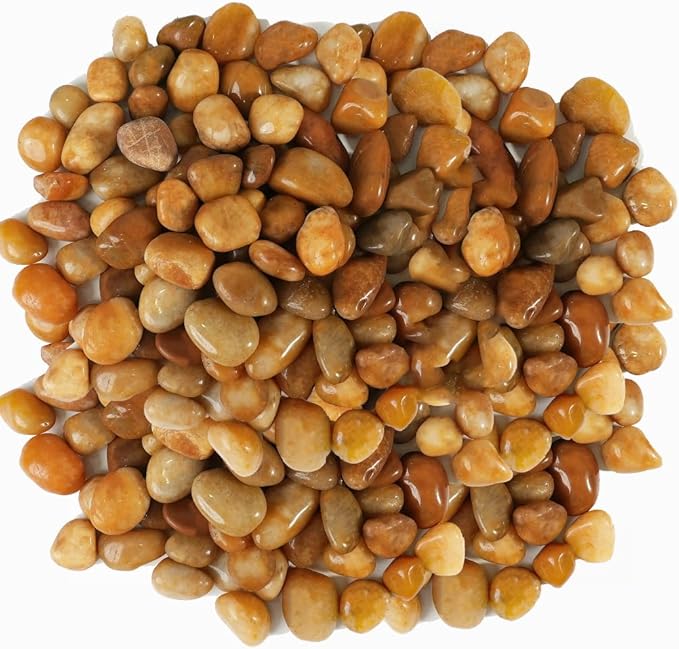 12 LBS River Rocks, StoneCreek, Decorative Garden Stones for Plant Landscaping, Polished Gravel Filler Pebbles for Home Decoration, Vases, Succulents, Flower Beds and Fish Tanks (Pale Yellow, Medium)