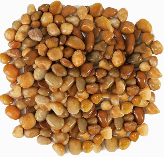 12 LBS River Rocks, StoneCreek, Decorative Garden Stones for Plant Landscaping, Polished Gravel Filler Pebbles for Home Decoration, Vases, Succulents, Flower Beds and Fish Tanks (Pale Yellow, Medium)