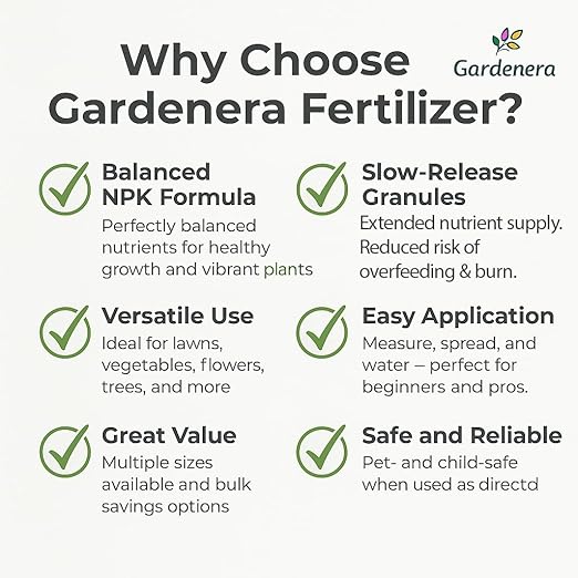 Gardenera 13-13-13 Slow Release Granular Fertilizer – All Purpose Plant Food 13 13 13 for Outdoor Grass, Vegetables, Roses, Flowers, Shrubs, Trees. Lawns, Gardens, Potted Plants (10 Quarts)