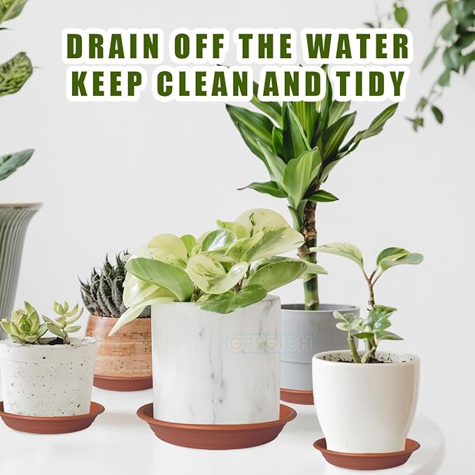 7.5 inch (5.9" at Base) Plastic Plant Saucer Pack of 6, Durable Thick Sturdy Plant Drip Trays for Indoors, Planter Saucers Flower Pot Tray Dish Plate for Outdoor