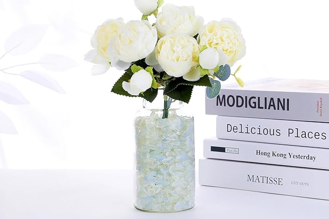 QINJIEJIE Opal Crystals Chips Natural Stone Gravel Bulk Crushed Rocks Pieces Polished Quartz Stone 0.55Lbs Decorative Fish Tank Pebbles Vase Filler Irregular Shaped Tumbled Gemstone for Home