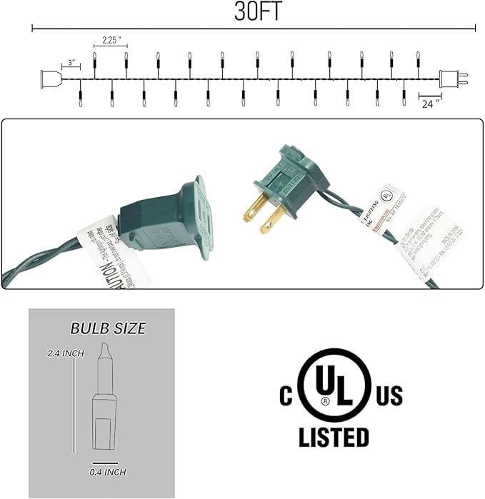 Dazzle Bright Christmas Mini String Lights, 60FT 300 Incandescent Green Wire Fairy Lights UL Certified Christmas Decorations for Indoor Outdoor Yard Party Xmas Tree Decor, Warm White