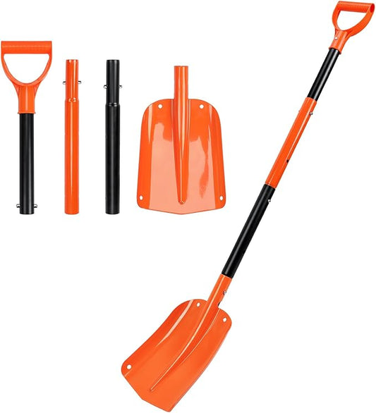 Telescoping Snow Shovel for Car Emergency & Driveway, 31"-47" Extendable Aluminum Shovel with D-Grip, Heavy Duty Shovel for Snow Removal, Gardening & Camping