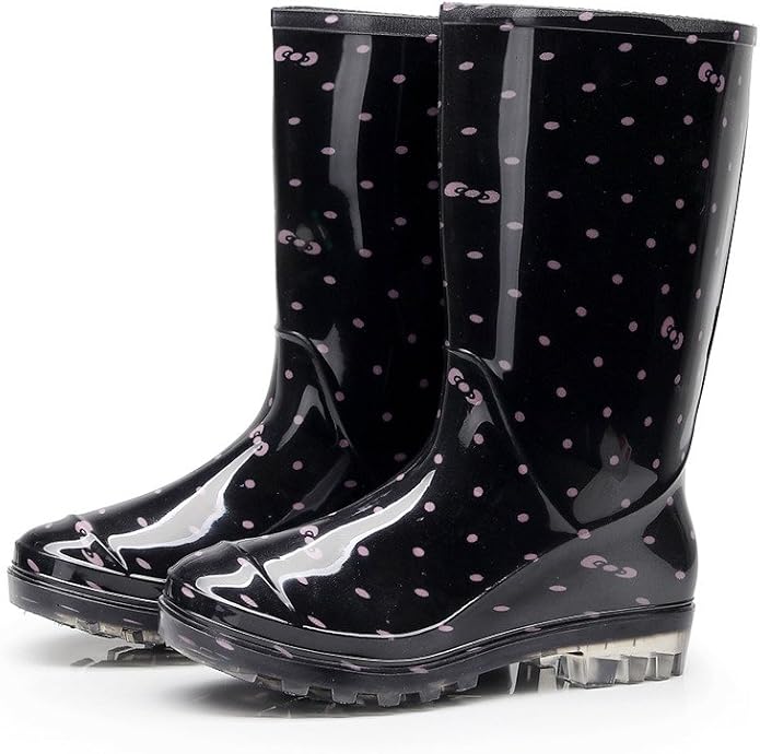 Womens Rain and Garden Boot Half Calf Rubber Rainboots Floral Printed Waterproof for Garden Women rain Footwear