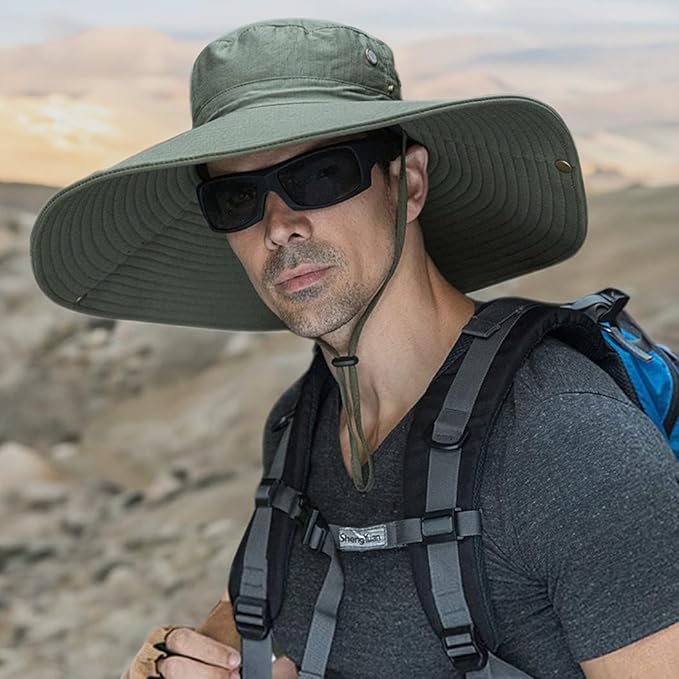 HUAMULAN 6" Super Wide Brim Sun Hats, Men and Women Bucket Hat for Fishing Hiking Garden Lawn Work Safari Camping Outdoor