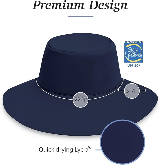 Wallaroo Hat Company – Women’s Aqua Hat – UPF 50+ Sun Protection, Packable Design Featuring Chin Strap for Medium Crown Sizes