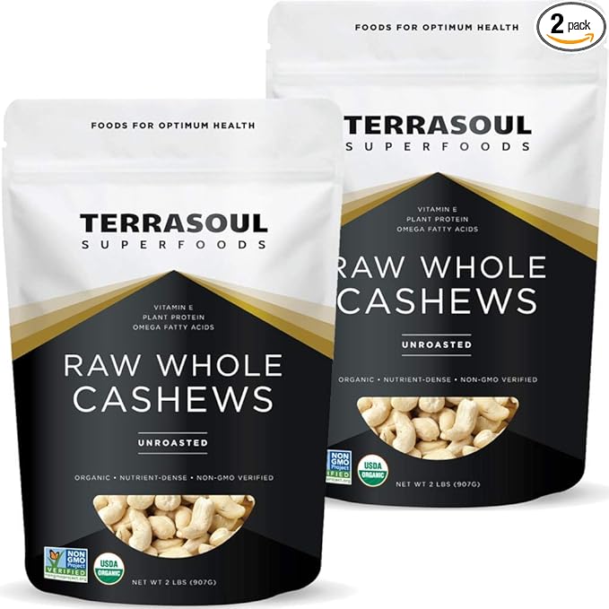 Terrasoul Superfoods Organic Raw Cashews, 4 Lbs (Pack of 2), Premium Quality for Snacking, Baking, and Culinary Creations