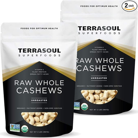 Terrasoul Superfoods Organic Raw Cashews, 4 Lbs (Pack of 2), Premium Quality for Snacking, Baking, and Culinary Creations