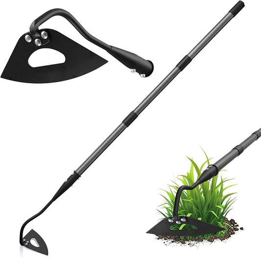 Garden Hoe, 84" Hollow Hoe Garden Tool with Long Handle and Sturdy Blade for Digging, Weeding, Hoeing, Cutting and Loosing Soil, Sickle Gardening Set Heavy Duty Landscaping Tools