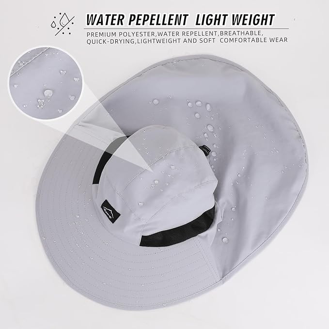 Rosoz Outdoor Sun Hat for Men Women, UPF50+ Protection Safari Cap Wide Brim Mesh Fishing Hat with Neck Flap Beach Garden