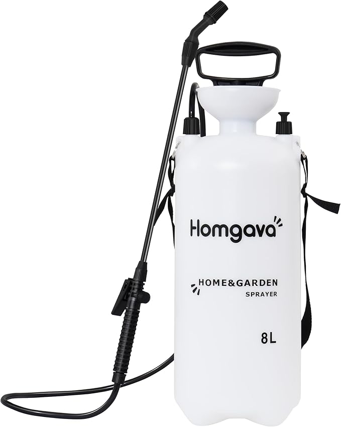 2.1 Gallon/8L Pump Sprayer, Pressurized Water Spray Bottle with 2 Nozzles, Adjustable Shoulder Strap & Safety Valve, Lawn and Garden Sprayer for Watering, Fertilizing, Cleaning