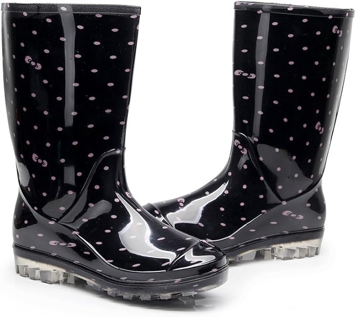 Womens Rain and Garden Boot Half Calf Rubber Rainboots Floral Printed Waterproof for Garden Women rain Footwear