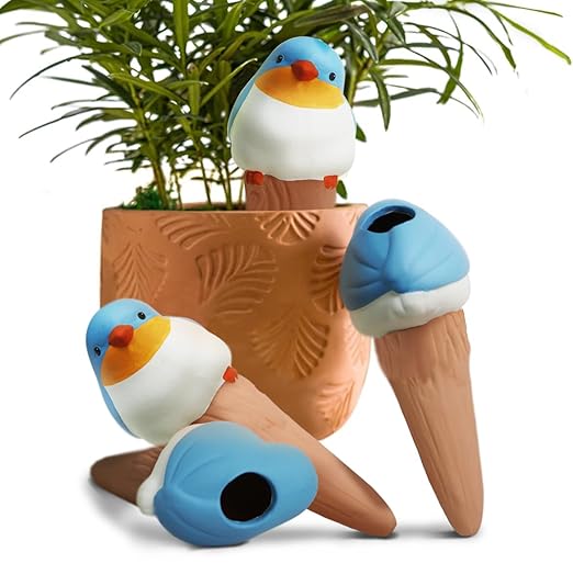 Bird Shaped Plant Watering Globes(Bule 4ps) Plants Suitable for Indoor and Outdoor Use Should be Kept Constantly Moist. The Interesting Shape Makes The Garden More Interesting and Beautiful.