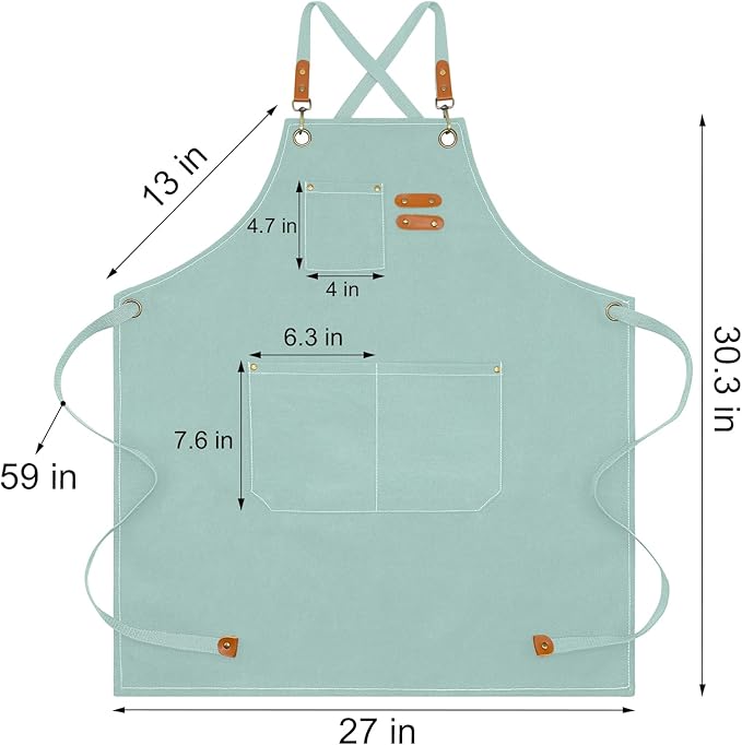 Apron for Men Women with Pockets Cotton Canvas Cross Back Heavy Duty Adjustable Work Apron