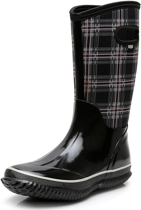 WTW Mid Calf Rain Boots for Women - Waterproof Insulated Neoprene Mud Boots Outdoor Hunting Garden Boots