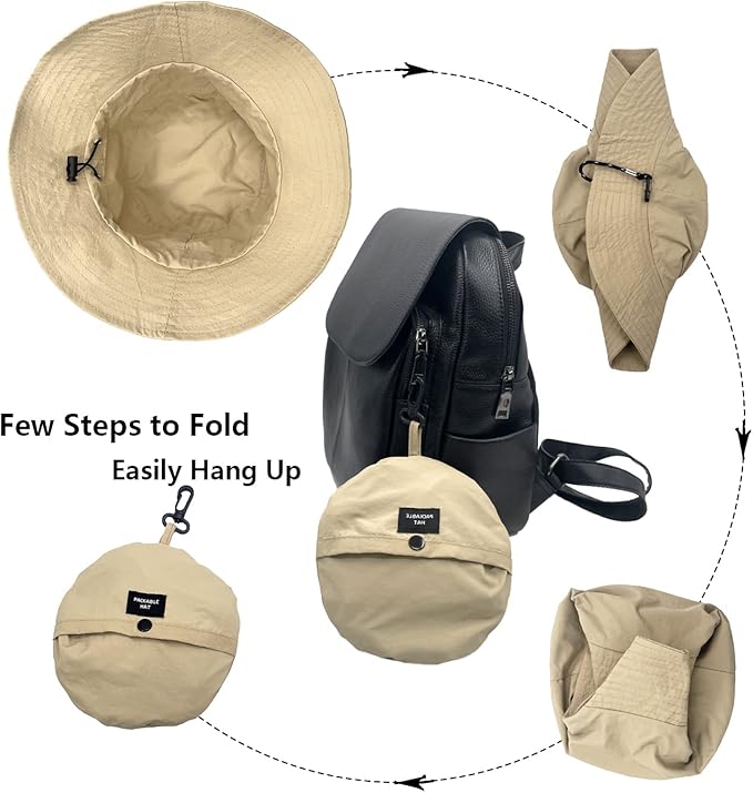 woogwin Waterproof Bucket Rain Hat with Chin Strap Quick Dry Packable Boonie Sun Hat Safari Hat UV Protection