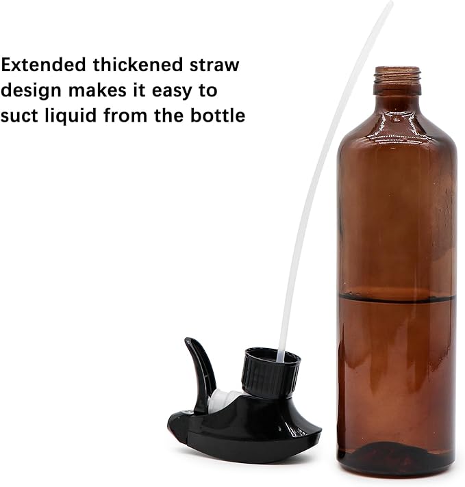 OFFIDIX Glass Spray Bottles for Cleaning,16 OZ 2 Pack Continuous Empty Water Mister Spray Bottles for Hair,Plants Mister,Adjustable Nozzle,Amber