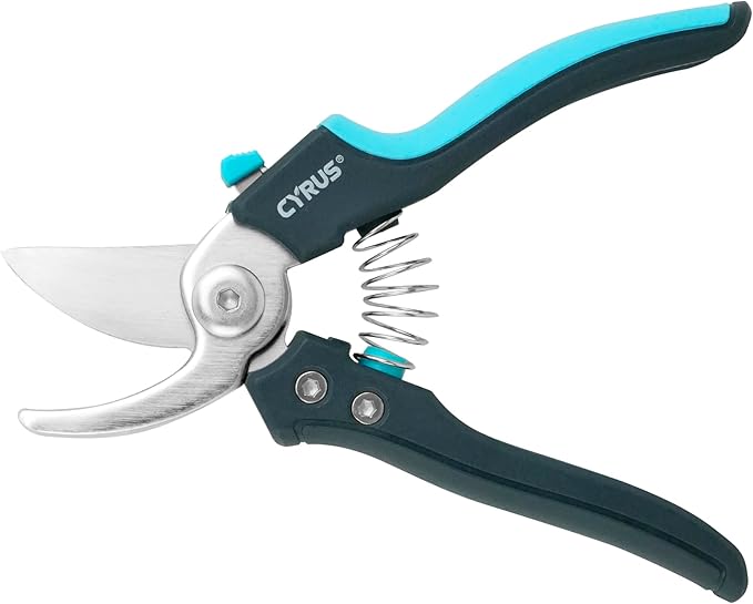 CYRUS Pruning Shears, 7" Pruning Shears with Bypass Blade for Cutting Branches and Twigs up to 24mm in Diameter, Tool for Pruning Garden Branches and Potted Plants (00288)