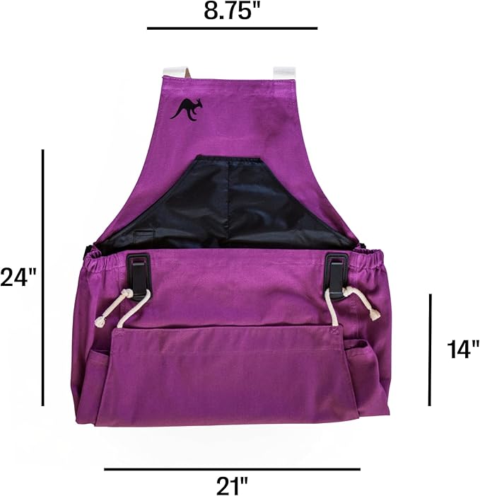 Roo Gardening Apron with Pockets & Harvesting, Picking Pouch - Adjustable, Water-resistant, Washable Canvas Cotton