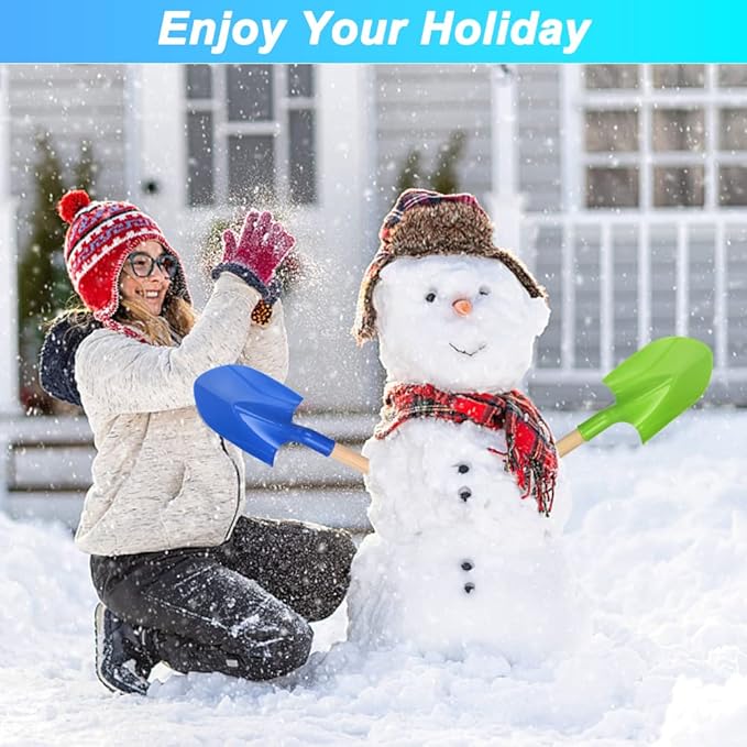 Dilabnba Beach Sand Toys Shovels for Kids Adults, 16inch/40cm Toddler Garden Beach Sand Spade Shovels for Digging Snow, Plastic Garden Sandbox Toy Set with Long Wooden Handled(2PCS)