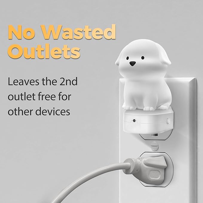 DORESshop LED Night Light for Kids, 3D Cute Puppy Night Lights Plug into Wall with Dusk to Dawn Sensor, RGB+Soft White 3000K Dog Night Light, Christmas Birthday Gift Nightlight for Kids, Room Decor