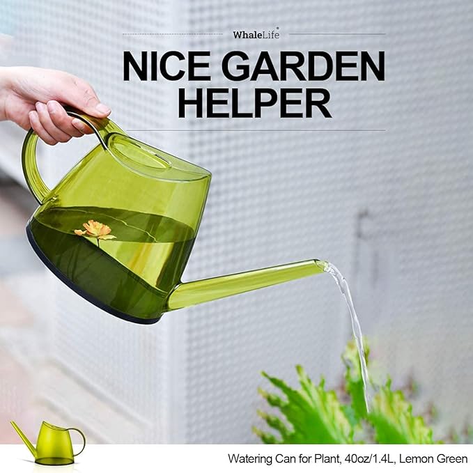 WhaleLife Indoor Watering Can for House Bonsai Plants (1.4L, Green Lemon)