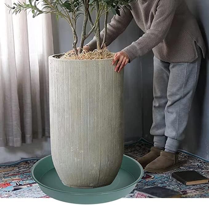 3 Pack of 25 26 inch Plant Saucer (22.7 Inch Base), 4.2" Depth, Large Deep Plastic Flower Planter Water Trays for Indoors Outdoor Bath Bath, Plant Drip Trays for Pot (26", Green)