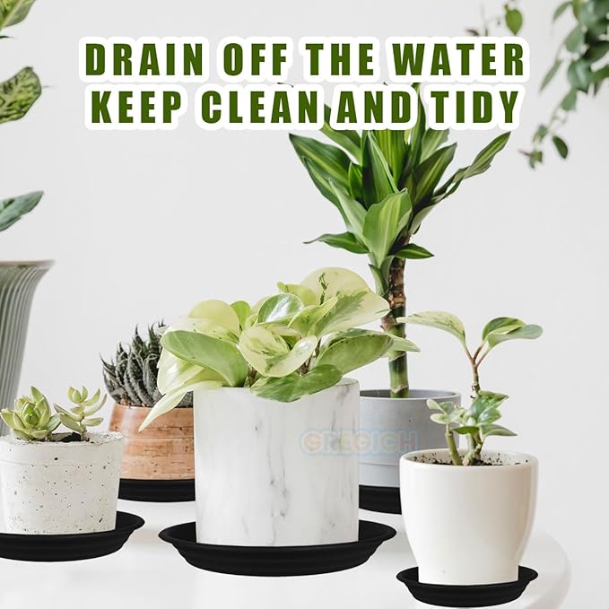 7.5 inch (5.9" at Base) Plastic Plant Saucer Drip Trays Pack of 6, Plant Trays for Indoors, Durable Sturdy Strong Planter Flower Pot Saucers for Outdoor