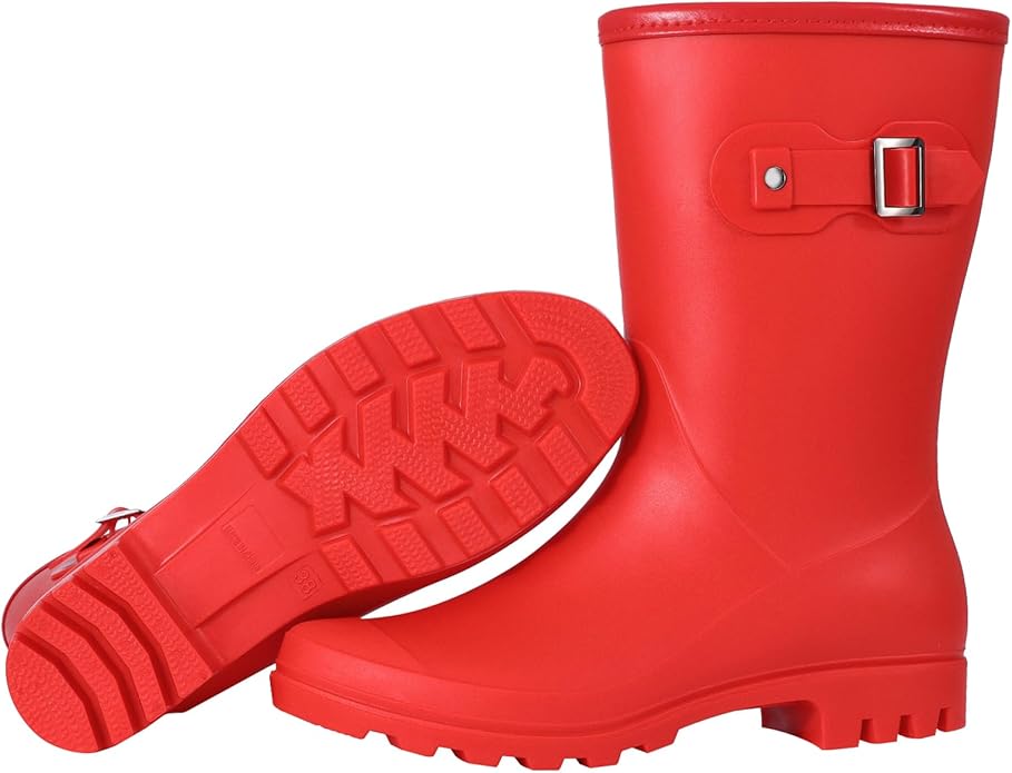 Evshine Women's Mid Calf Rain Boots Waterproof Garden Shoes