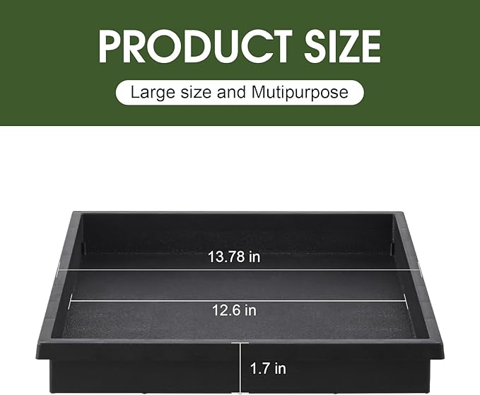 NATSUKY Square Plant Saucer 14 Inch 2 Pack, 8 10 12 14 Inch Plant Trays for Indoors Heavy Duty Plastic Flower Plants Saucers for Pots Outdoors No Holes Drip