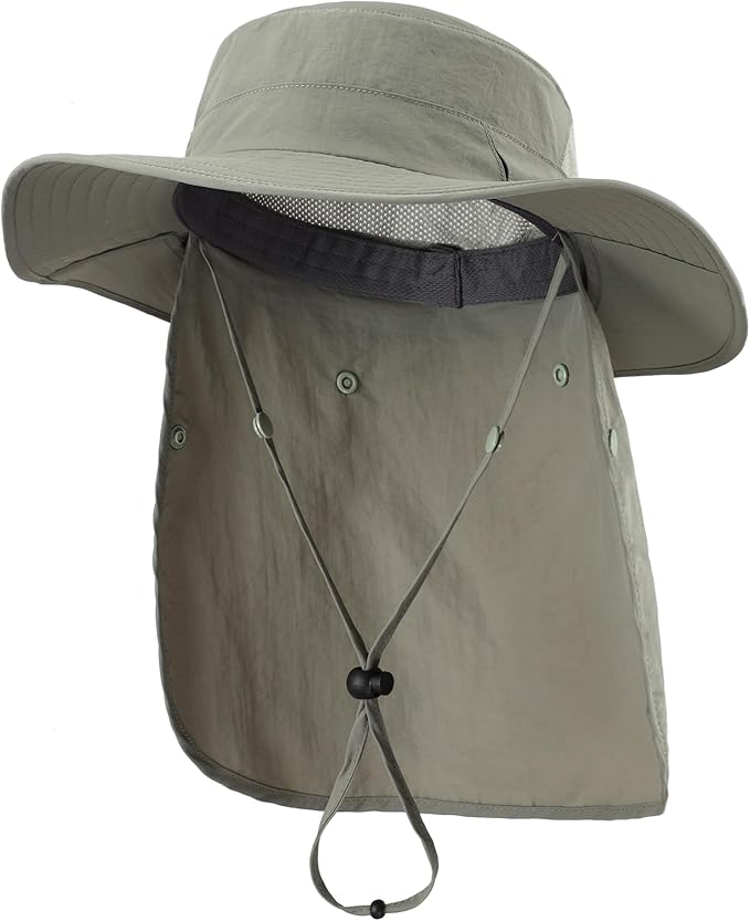 Home Prefer UPF 50+ Sun Hats for Men Women Wide Brim Fishing Hat with Neck Flap Summer Safari UV Protection Bucket Hat